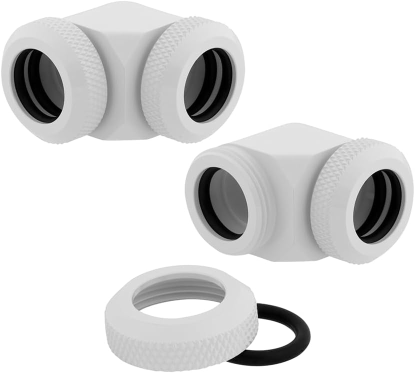 Corsair Hydro X Series, XF Hardline, 90° Anschluss mit AD 12 mm, Doppelpack, Weiss 12mm (90 Grad) We
