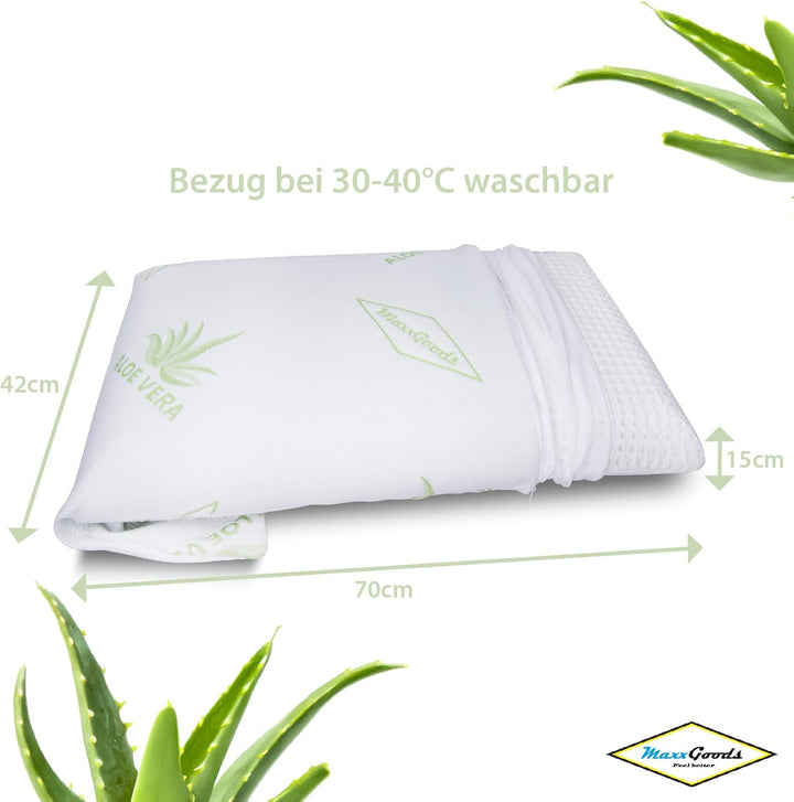 orthopädisches Kissen, Nackenstützkissen aus Visco Gelschaum mit Aloe Vera Schutzbezug &amp; Innenbezug