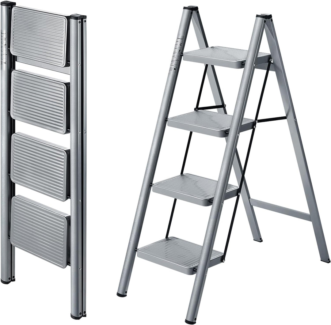 XinSunho Leiter 4 Stufen, Klappbar Trittleiter, Haushaltsleiter, rutschfeste Stehleiter, Tragbare Kl