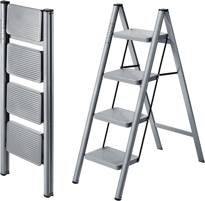 XinSunho Leiter 4 Stufen, Klappbar Trittleiter, Haushaltsleiter, rutschfeste Stehleiter, Tragbare Kl
