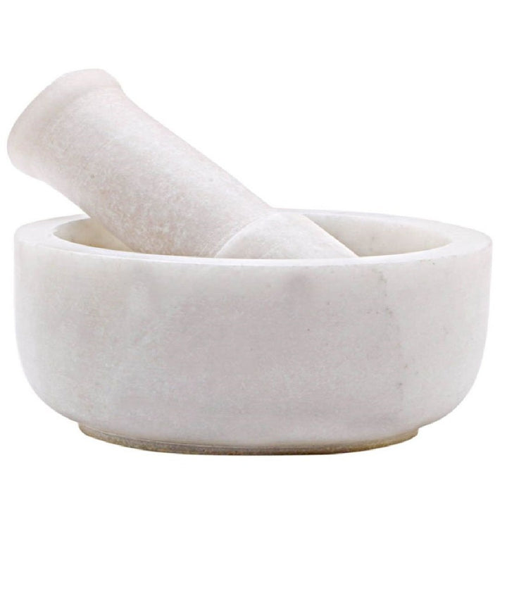 SAUDEEP INDIA Weisser Marmor Granit Imam Dasta, Mörser und Stössel Set, Ohkli Musal, Kharal oder Kha