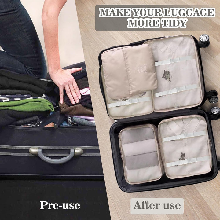 Koffer Organizer Set, 15 Stück Packing Cubes, Wasserdichte Kleidertaschen für Urlaub und Reisen, Tra