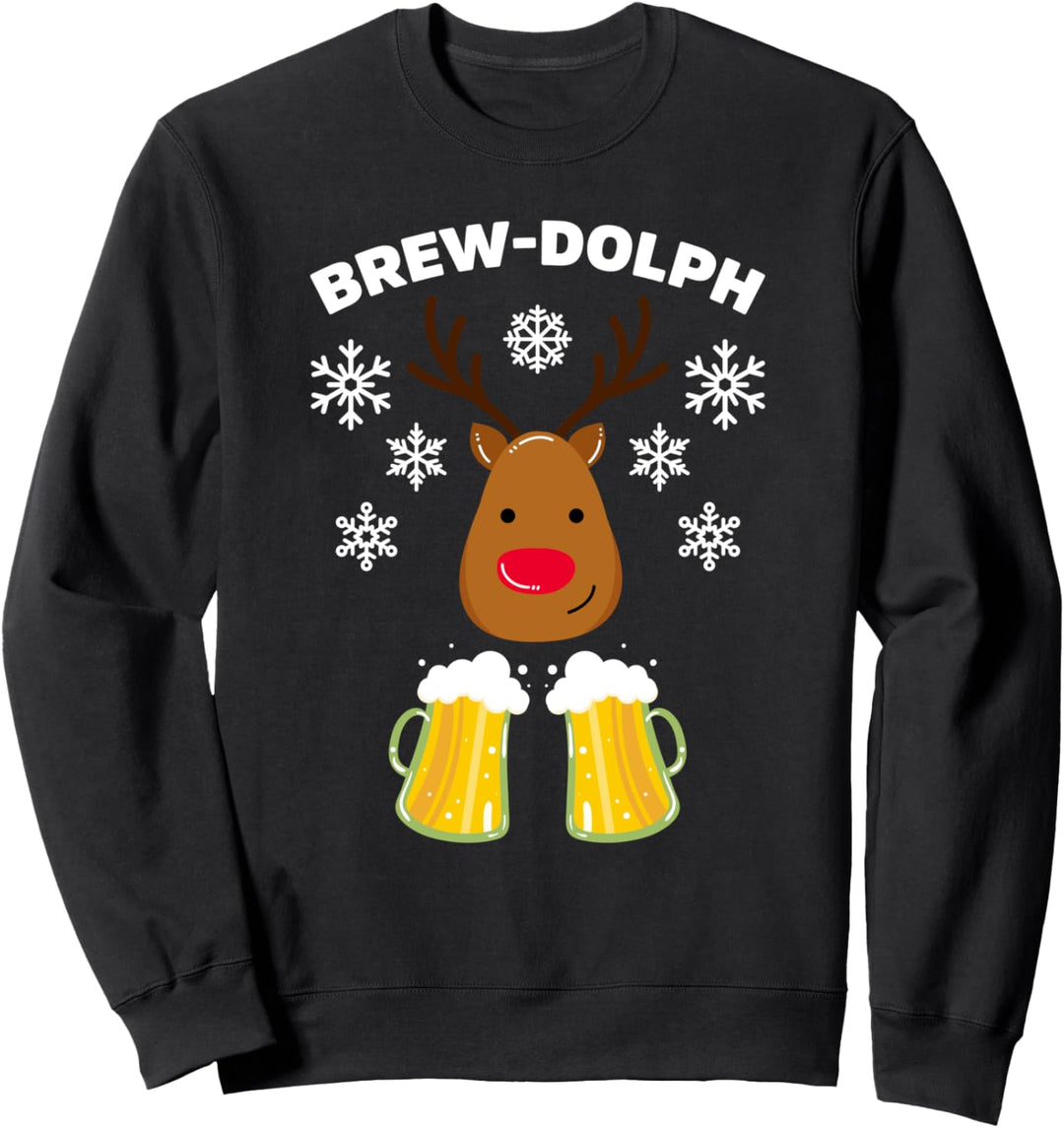 Brew Dolph Funny Reindeer Beer Christmas Sweatshirt
