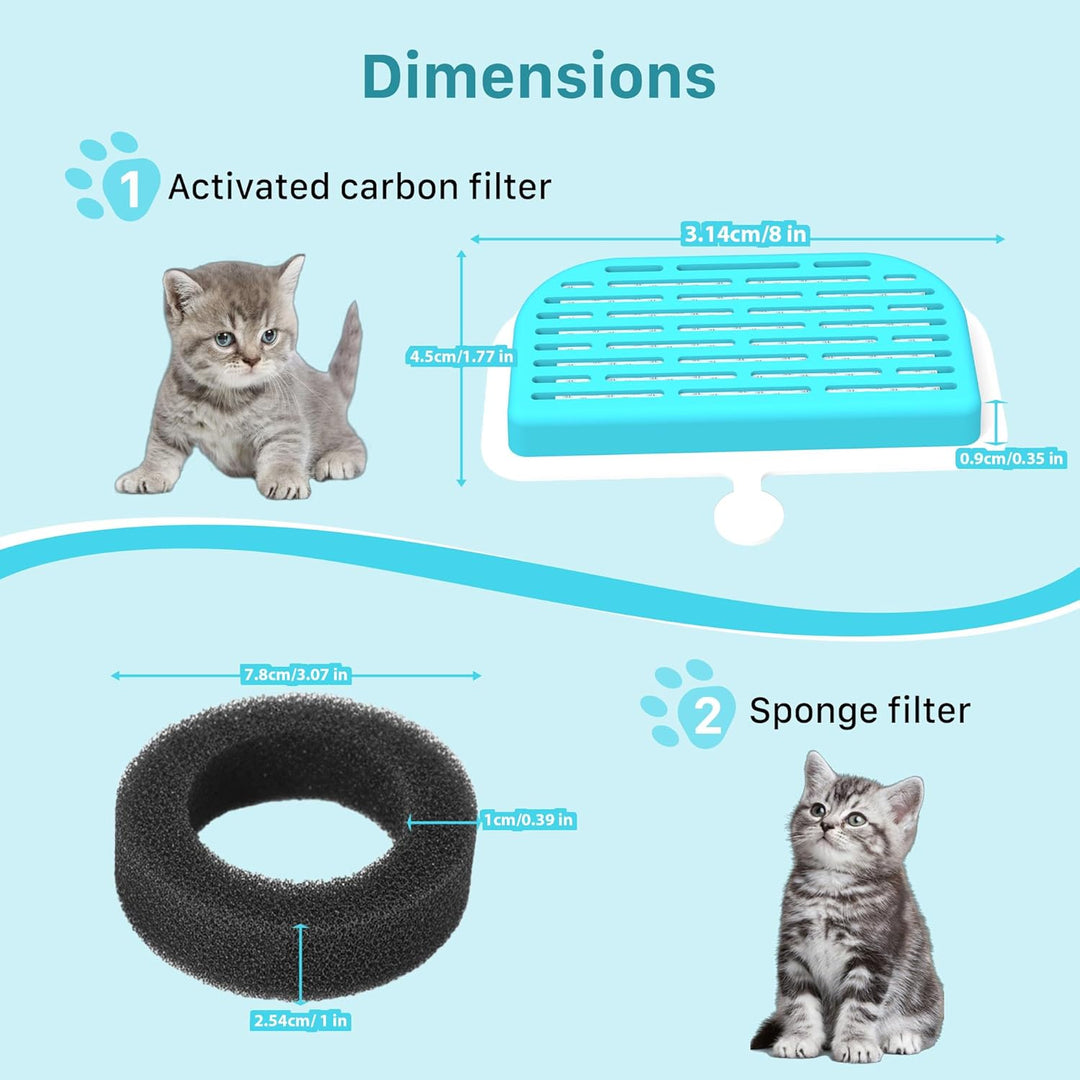 GIOTOHUN Katzenbrunnen Filter Katzen Trinkbrunnen: 12 Filters für Katzenbrunnen - 6 Aktivkohlefilter