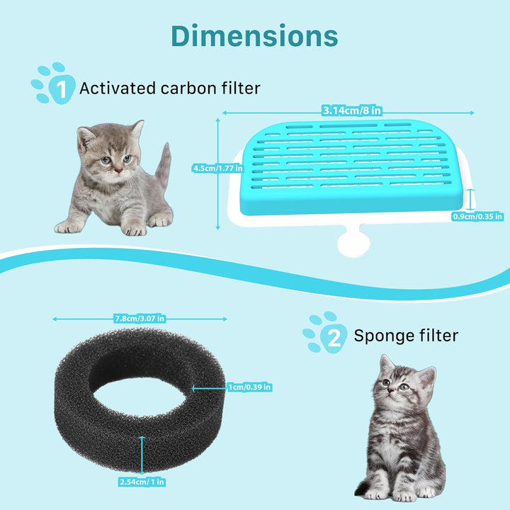 GIOTOHUN Katzenbrunnen Filter Katzen Trinkbrunnen: 12 Filters für Katzenbrunnen - 6 Aktivkohlefilter