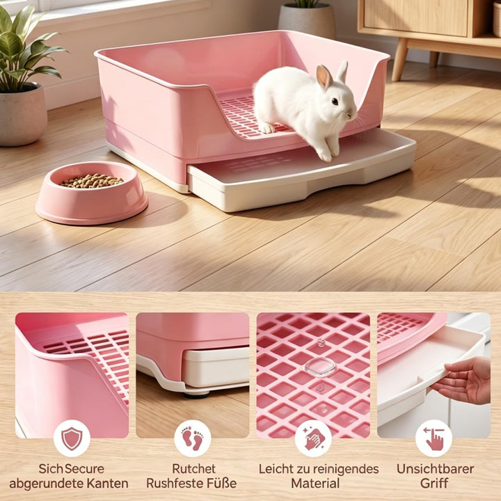 GrossE Kaninchen Toilette,Kaninchen ZubehöR Mit Herausnehmbarer Schublade,Hasen Toilette Mit Schaufe