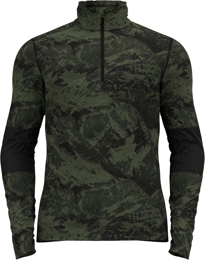 Odlo Herren Bl Top Turtle Neck L/S Half Zip Whistler Eco Langarmshirt, S Olivine - Black