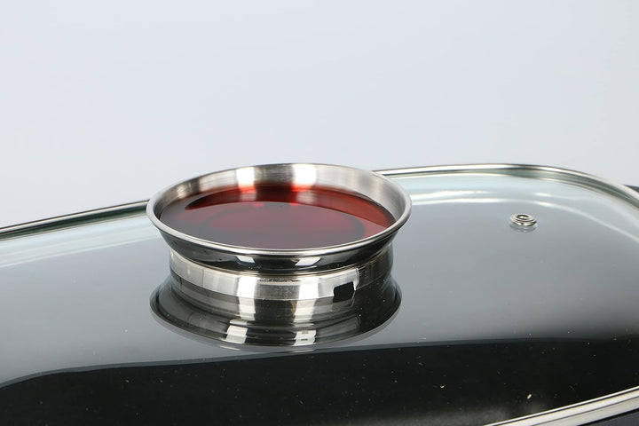 alpina Bräter - mit Glasdeckel - für Ofengerichte, Dämpfen und Braten - 5.5 L - Schwarz