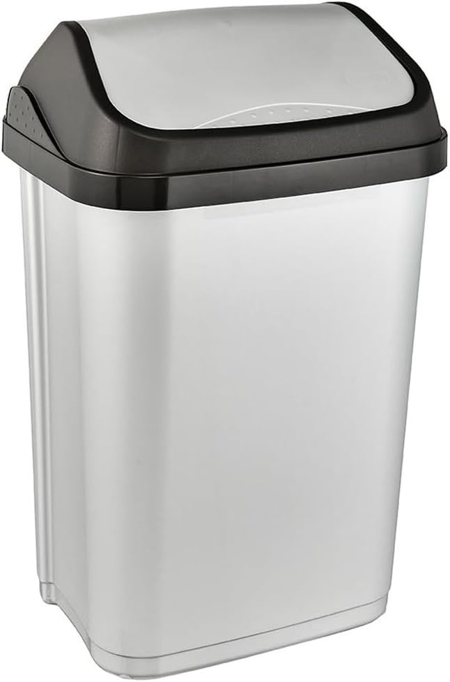 keeeper Mülleimer mit Schwingdeckel, 25 l, Swantje, Silber Hell-Silber 25 L, Hell-Silber 25 L