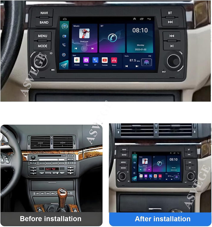 Android 14 Auto Radio für BMW E46 3er M3 1998-2006 2 Din | 4+64GB | 7 Zoll|Wireless Apple CarPlay &