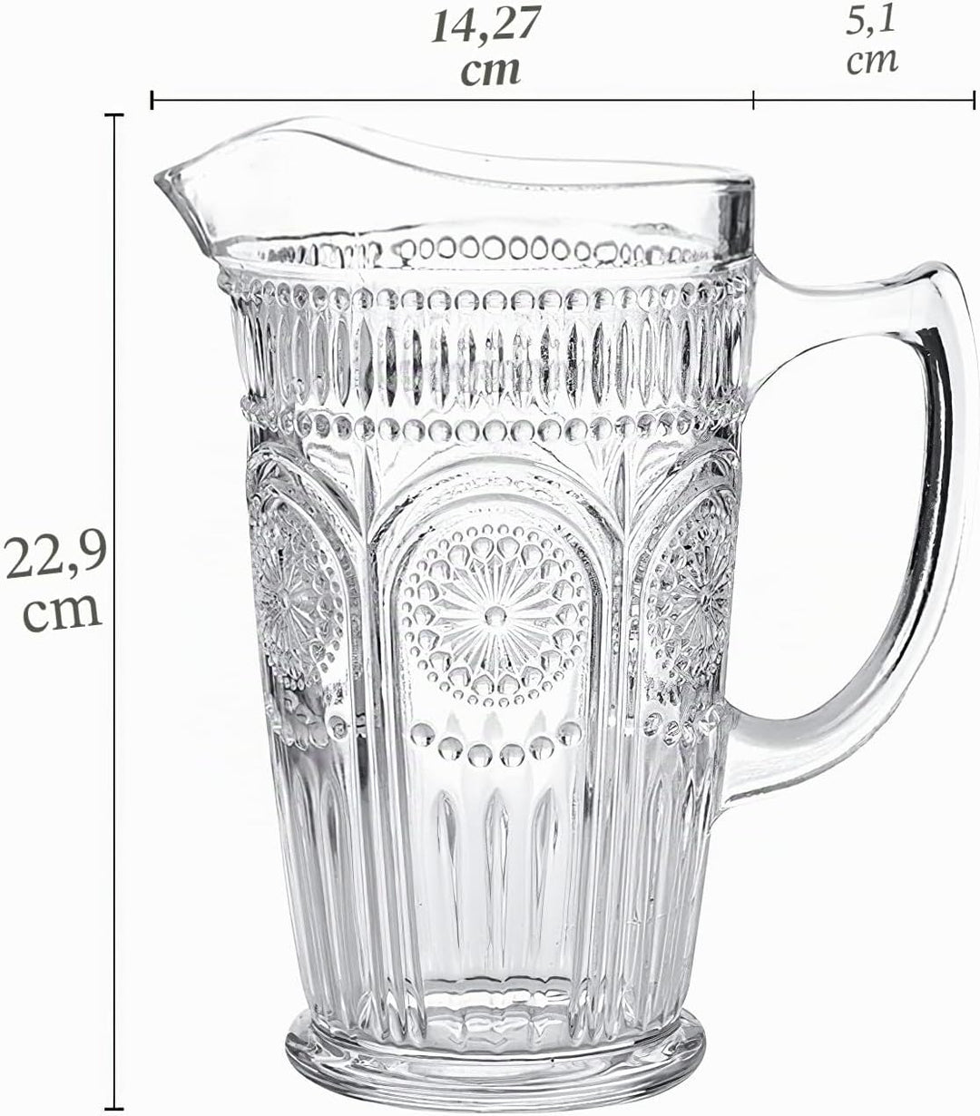 Kingrol Glaskaraffe im Vintage-Stil, 1,5 l, für Eistee, selbstgemachten Saft, Getränke, hitzebeständ