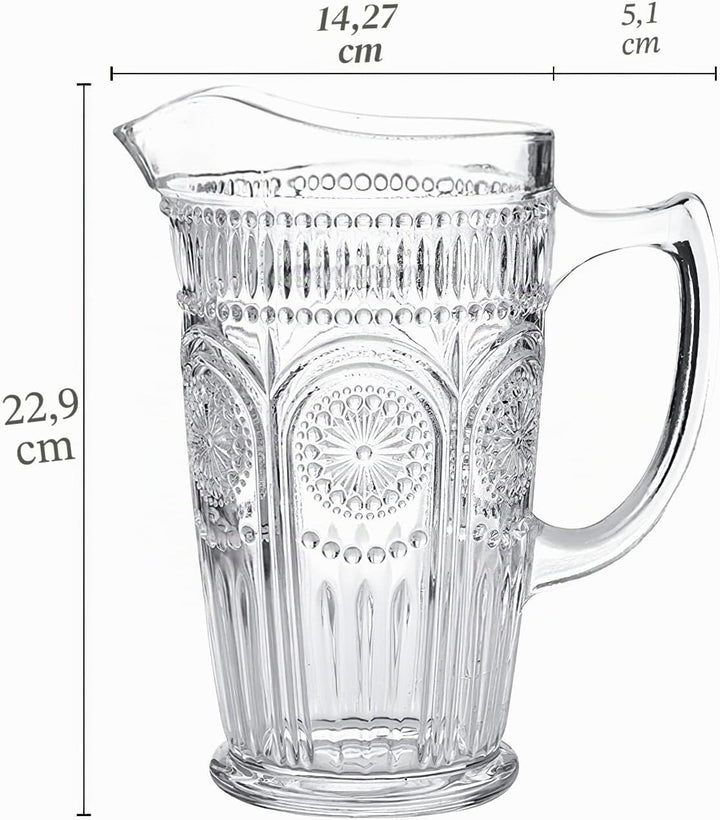 Kingrol Glaskaraffe im Vintage-Stil, 1,5 l, für Eistee, selbstgemachten Saft, Getränke, hitzebeständ