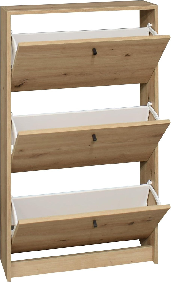 möbelando Schuhkipper >Flap< in asteiche, Holzwerkstoff - 60x104x16cm (BxHxT)