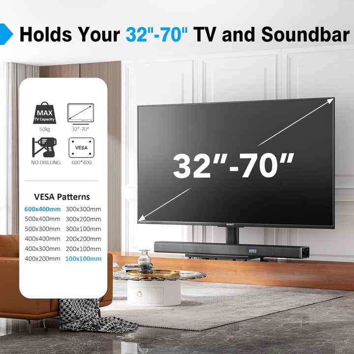 TV Standfuss Universal Höhenverstellbar Ständer für 32-70 Zoll TV Halterung Fernsehständer LCD Flach