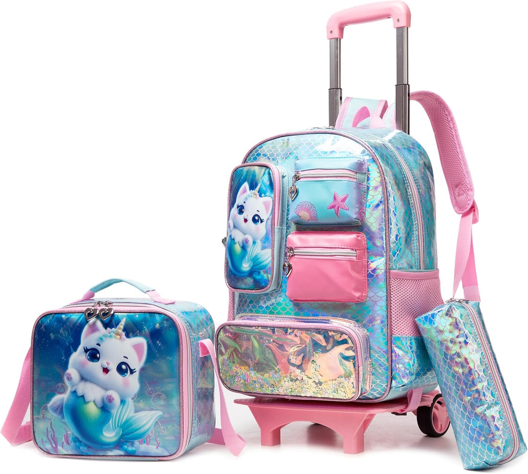 HTgroce Schulranzen Trolley Mädchen Kindertrolley Niedlich Rucksack Kinderkoffer Rucksack School Tro
