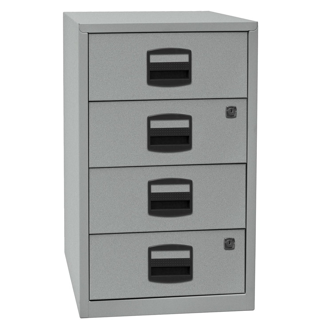 Bisley Home Beistellschrank PFA, 4 Universalschubladen, 355 Silber, 40 x 41.3 x 67.2 cm