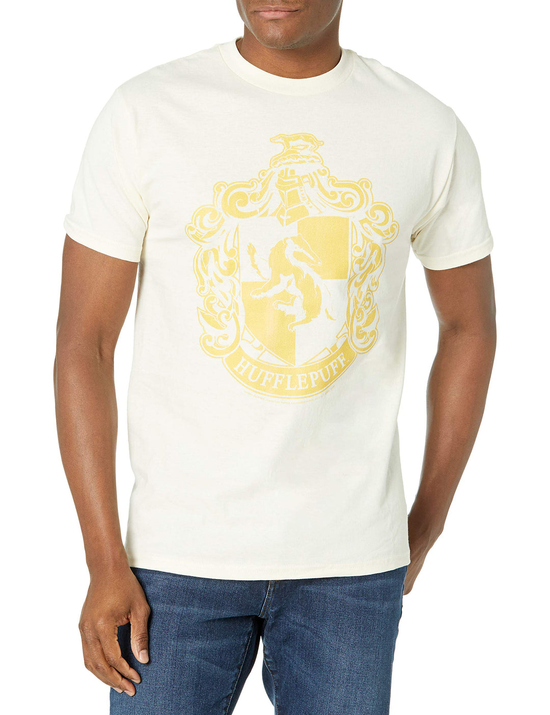 Harry Potter Herren Simple Hufflepuff T-Shirt M Cremefarben, M Cremefarben