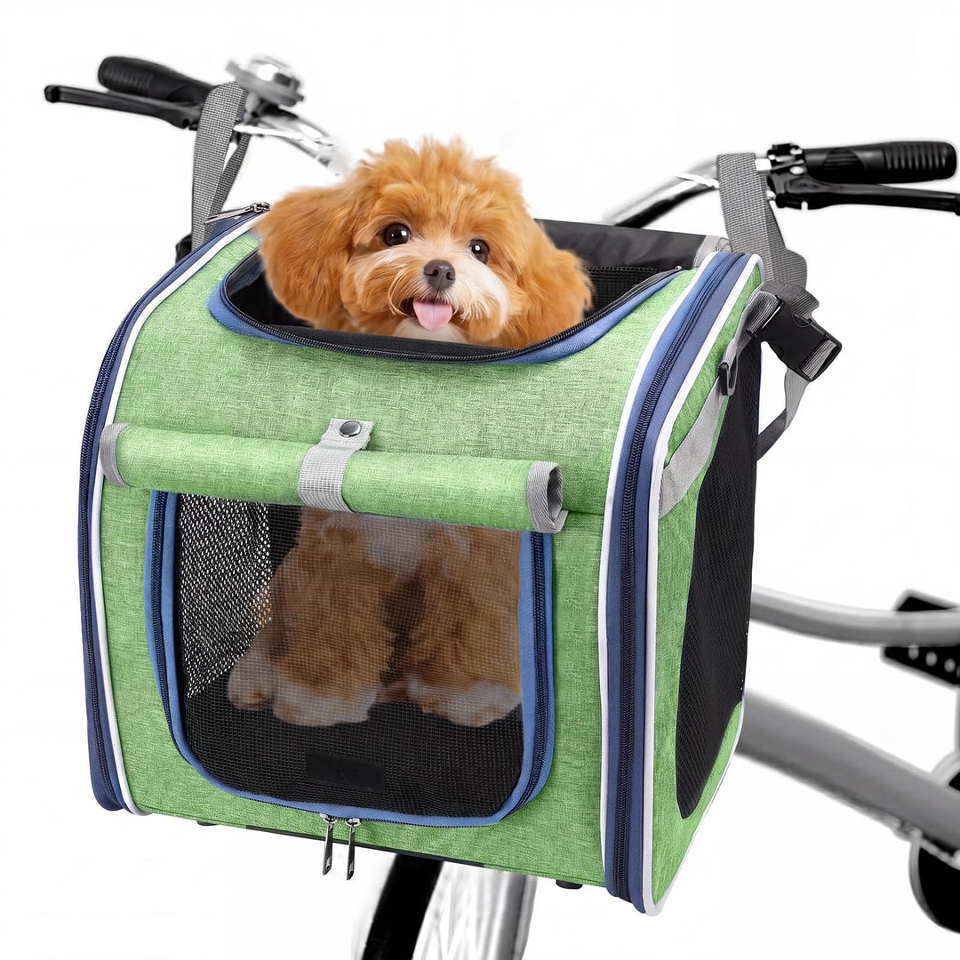 Hunde-Fahrradkorb, Oxford-Stoff, erweiterbar, atmungsaktiv, Haustier-Tragerucksack mit 4 Netzfenster