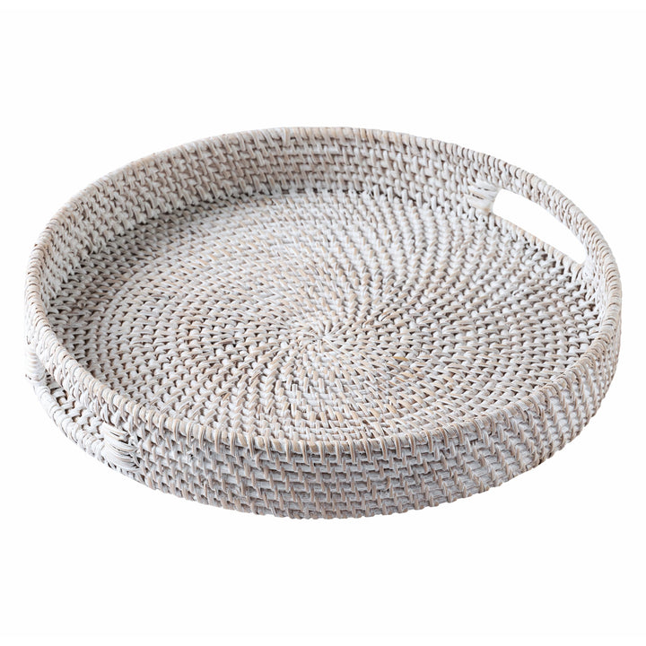 Jungle Culture Rattan-Serviertablett 30cm / 11,8" • Gewebte Serviertabletts mit Griffen für zu Hause