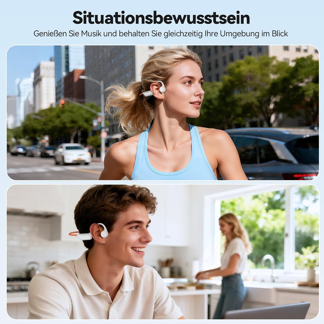 TECKNET Knochenschall Kopfhörer Bluetooth, Bone Conduction Headphones mit Mikrofon, Open Ear Sport K