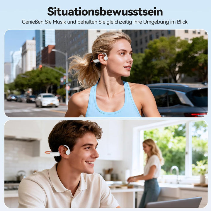 TECKNET Knochenschall Kopfhörer Bluetooth, Bone Conduction Headphones mit Mikrofon, Open Ear Sport K