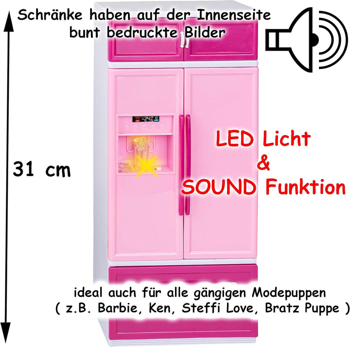 alles-meine.de GmbH Puppenhaus Möbel - Sound & Licht - 31 cm gross - grosser Kühlschrank mit Eiswürf