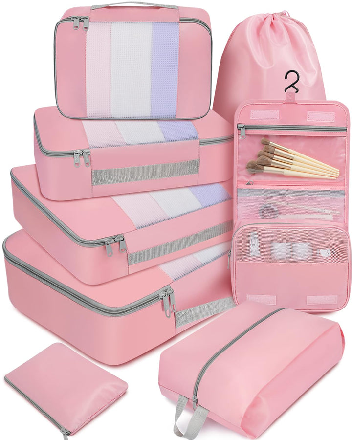 BAGAIL 8er-Set Packwürfel in verschiedenen Grössen Packorganizer für Reisezubehör Handgepäckkoffer –