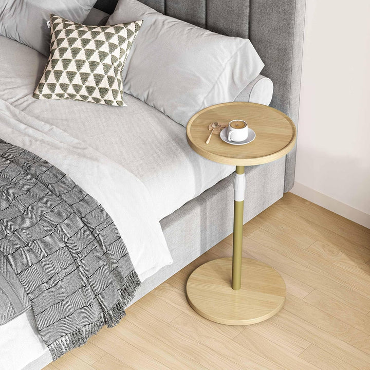 Beistelltisch Rund,Verstellbarer Kleiner Tisch,Nachttisch Holz,Beistelltisch Couch für kleine Räume,