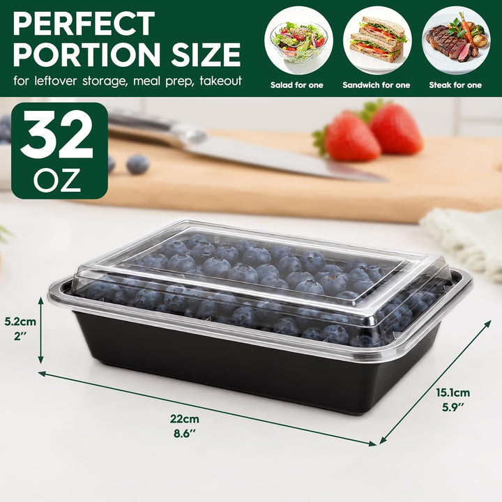 Glotoch Meal Prep Containers 32oz Containers Single 1 Compartment with Lids Food Storage Containers