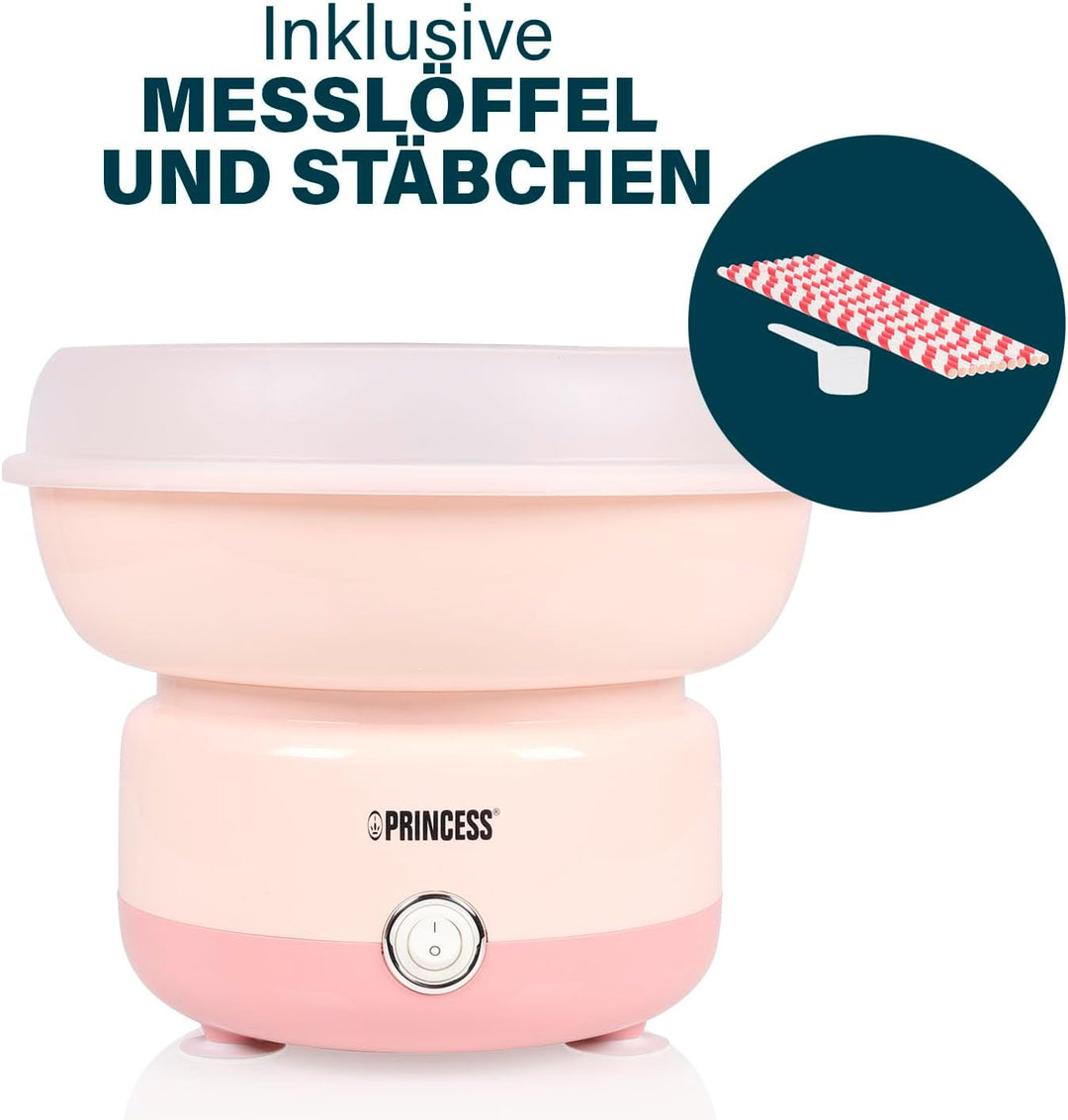 Princess Zuckerwattemaschine, 500W Leistung, BPA-frei, Kompaktes Design, Mit 10 Stäbchen & Messlöffe