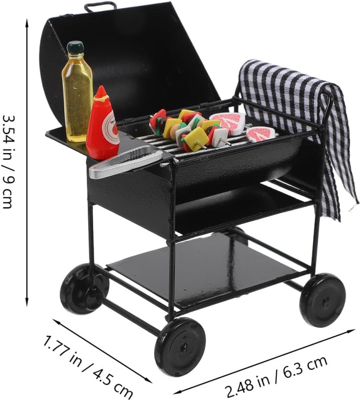 DOITOOL 1 Set Puppenhaus Miniatur Grill BBQ, Schwarzes Legierungs-Miniaturgrill-Modell, Puppenhaus Z