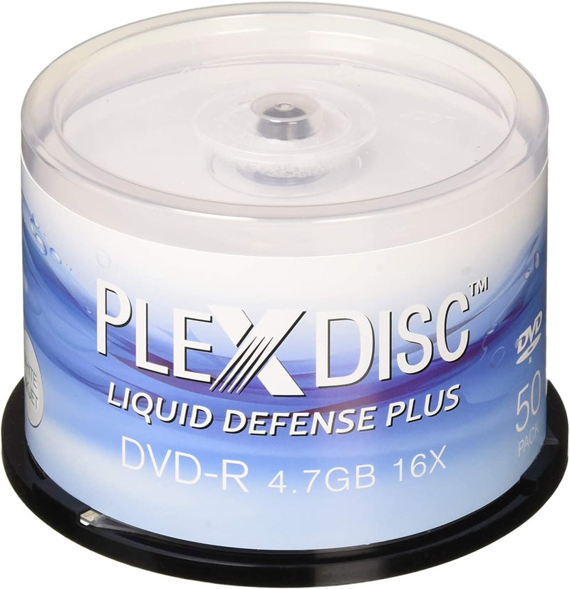 PlexDisc DVD-R, wasserfest, glänzend, für Tintenstrahldrucker bedruckbar, DVD-R, 16 x 4,7 GB, 50 Dis