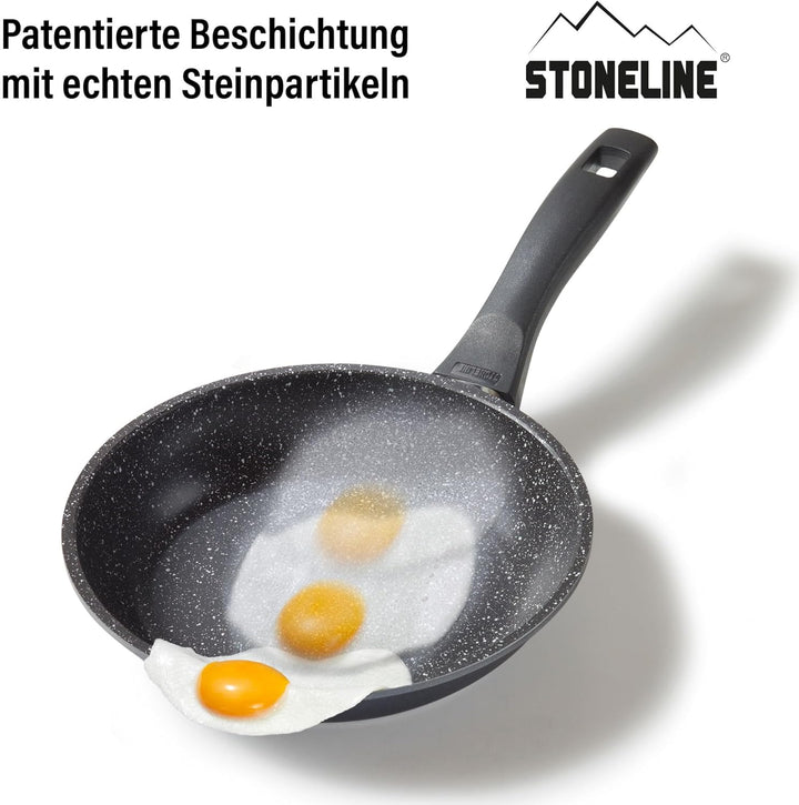 STONELINE Bratpfanne 20 cm, induktionsgeeignet, Aluguss, Antihaftbeschichtung mit echten Steinpartik