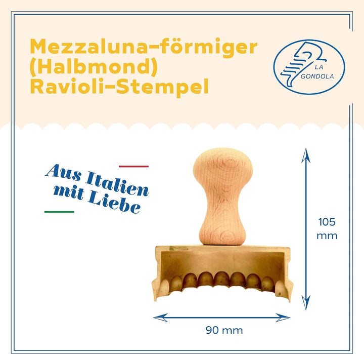La Gondola Ravioli-Stempel - Halbmond-Form 90mm | Italienisches Pasta-Werkzeug für Zuhause, gewerbli