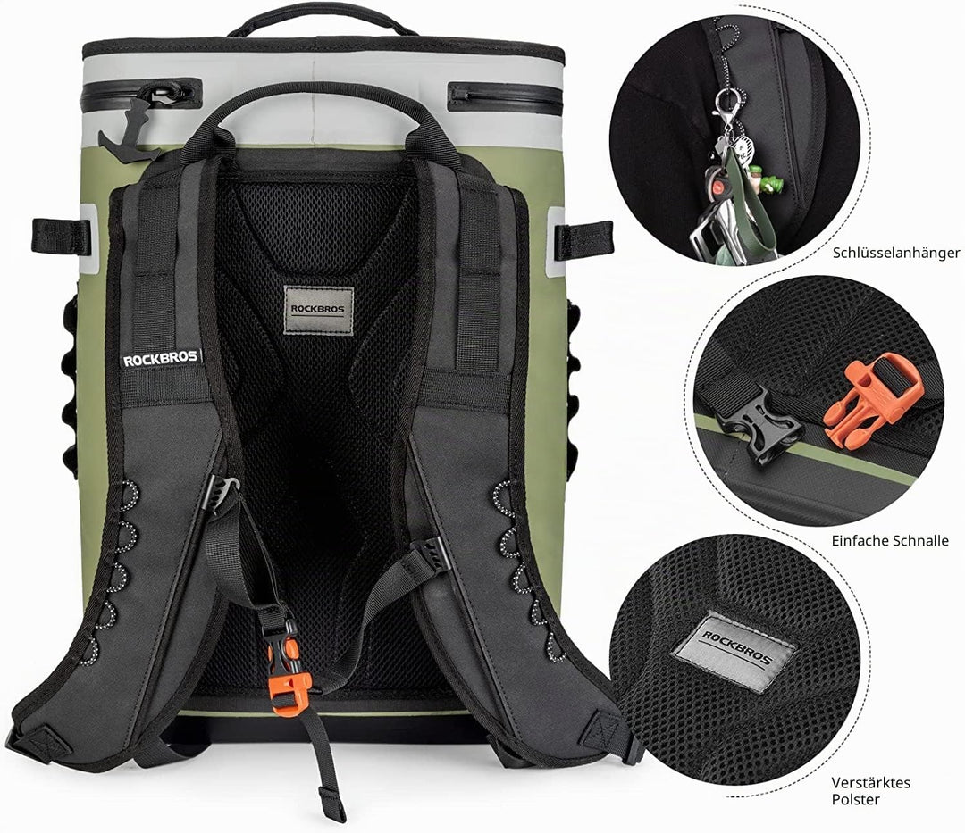 ROCKBROS Kühltasche Wasserdicht Kühler 17L Picknicktasche Isolierte Kühlbox Lunchtasche für Outdoor,