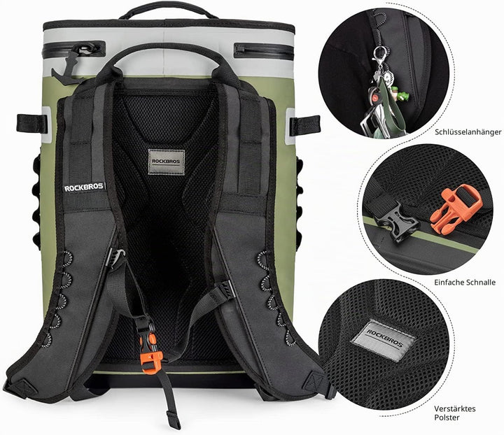 ROCKBROS Kühltasche Wasserdicht Kühler 17L Picknicktasche Isolierte Kühlbox Lunchtasche für Outdoor,