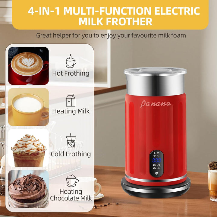 Panana Elektrische Milchaufschäumer 4 in 1 - Automatische Milchaufschäumer, Milchdämpfer mit einem F