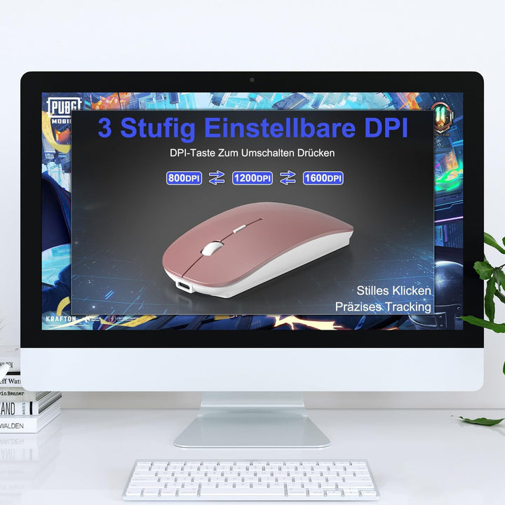 Azmall Bluetooth Kabellose Maus Jiggler Nicht Nachweisbar, Wiederaufladbare Maus Kabellos integriert