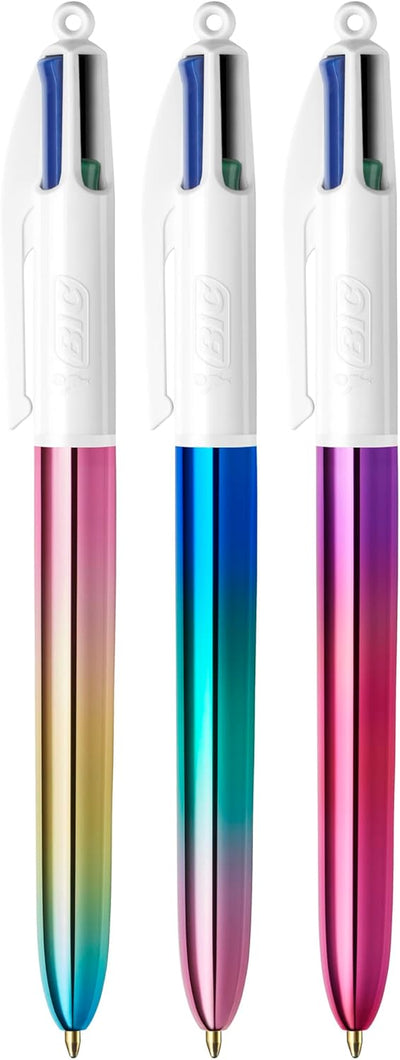 BIC 4 Farben Kugelschreiber Set 4 Colours Gradient, 5er Pack in Metallic-Farbverlauf, nachfüllbar, I