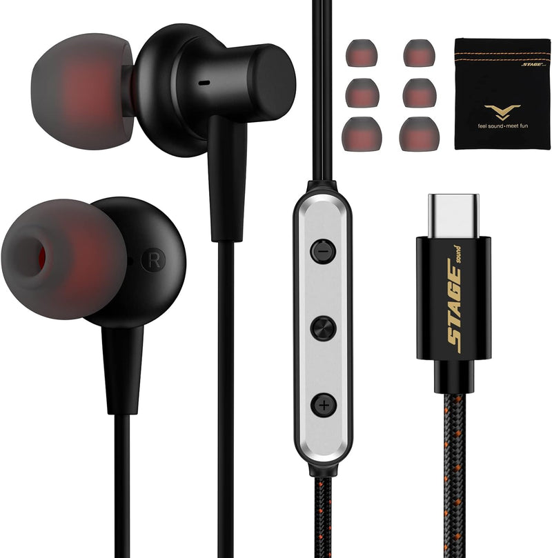 USB C Kopfhörer, In Ear Kopfhörer HiFi-Klang Magnetische USB C Headset mit Mikrofon, USB C Anschluss