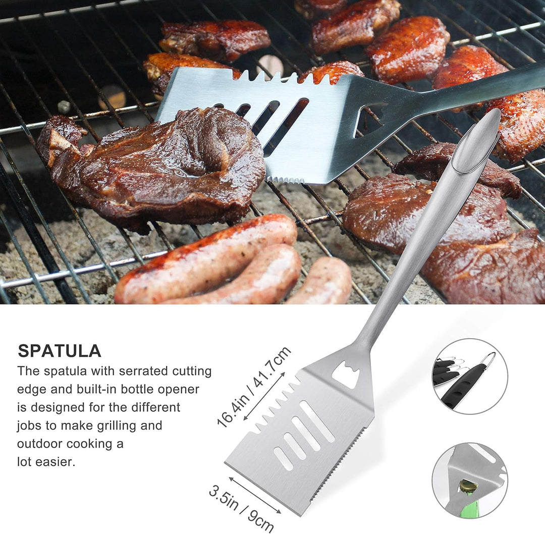 grilljoy 8-TLG Edelstahl Grillbesteck Set mit Grilltasche – Hochwertiges Grillzange Set für Garten &