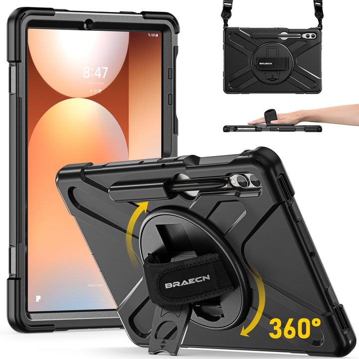 BRAECN Samsung Galaxy Tab S9 FE+/S9+/S8+/S7 FE/S7+ Hülle 12.4 Zoll, Robuste Stossfeste Schutzhülle m