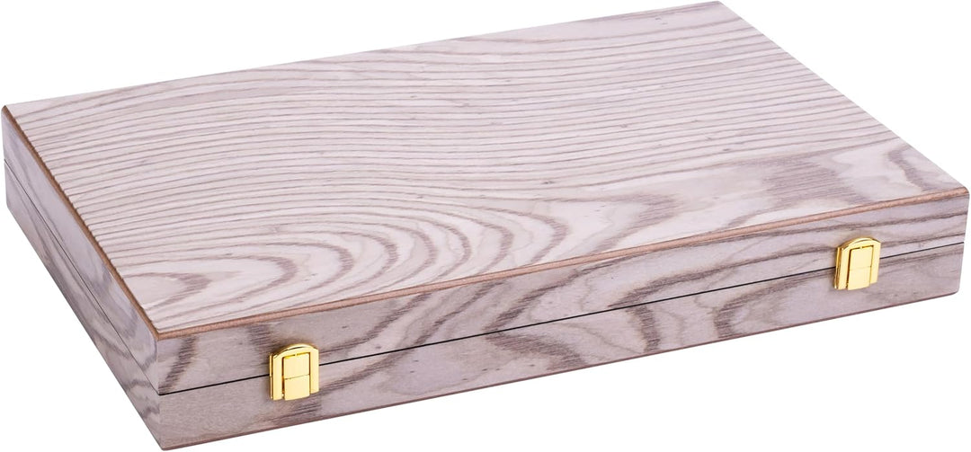 Engelhart- 250543 - Luxus-Backgammon 18 Zoll – Ebenholzfurnier lackiert – grau 18 Zoll Ebenholz Grau
