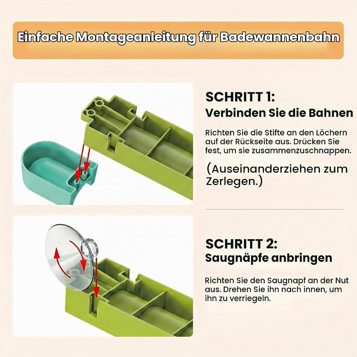 72-TLG. Wasserrutschen-Set Badewannenspielzeug, DIY BAU- &amp; Wasserspiel mit Saugnäpfen, Drehendem Win