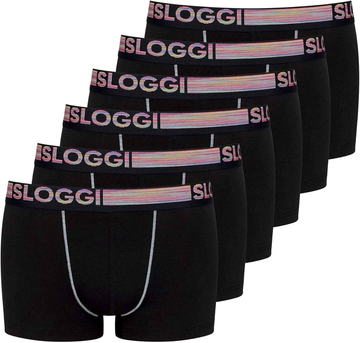 Sloggi Herren Go ABC Natural H Hipster 6p Retroshorts (6er Pack) L Schwarz, L Schwarz