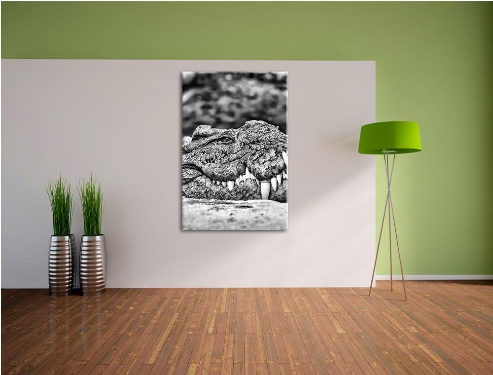 Pixxprint gigantisches Krokodil als Leinwandbild/Grösse: 100x70 / Wandbild/Kunstdruck/fertig bespann