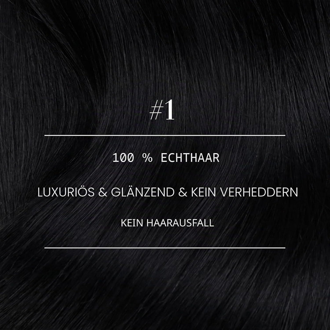 YoungSee Echthaar Tressen Schwarz 45cm Tressen Echthaar zum Einnahen Haartressen Echthaar Schwarz 10