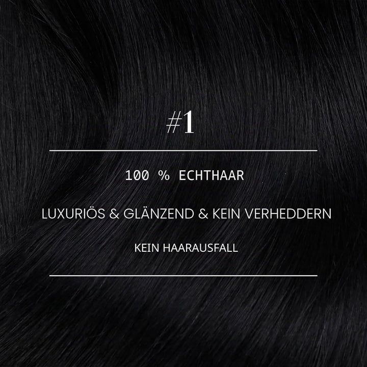 YoungSee Echthaar Tressen zum Einnahen Schwarz 50 cm Tressen Echthaar Schwarz Haartressen Echthaar S
