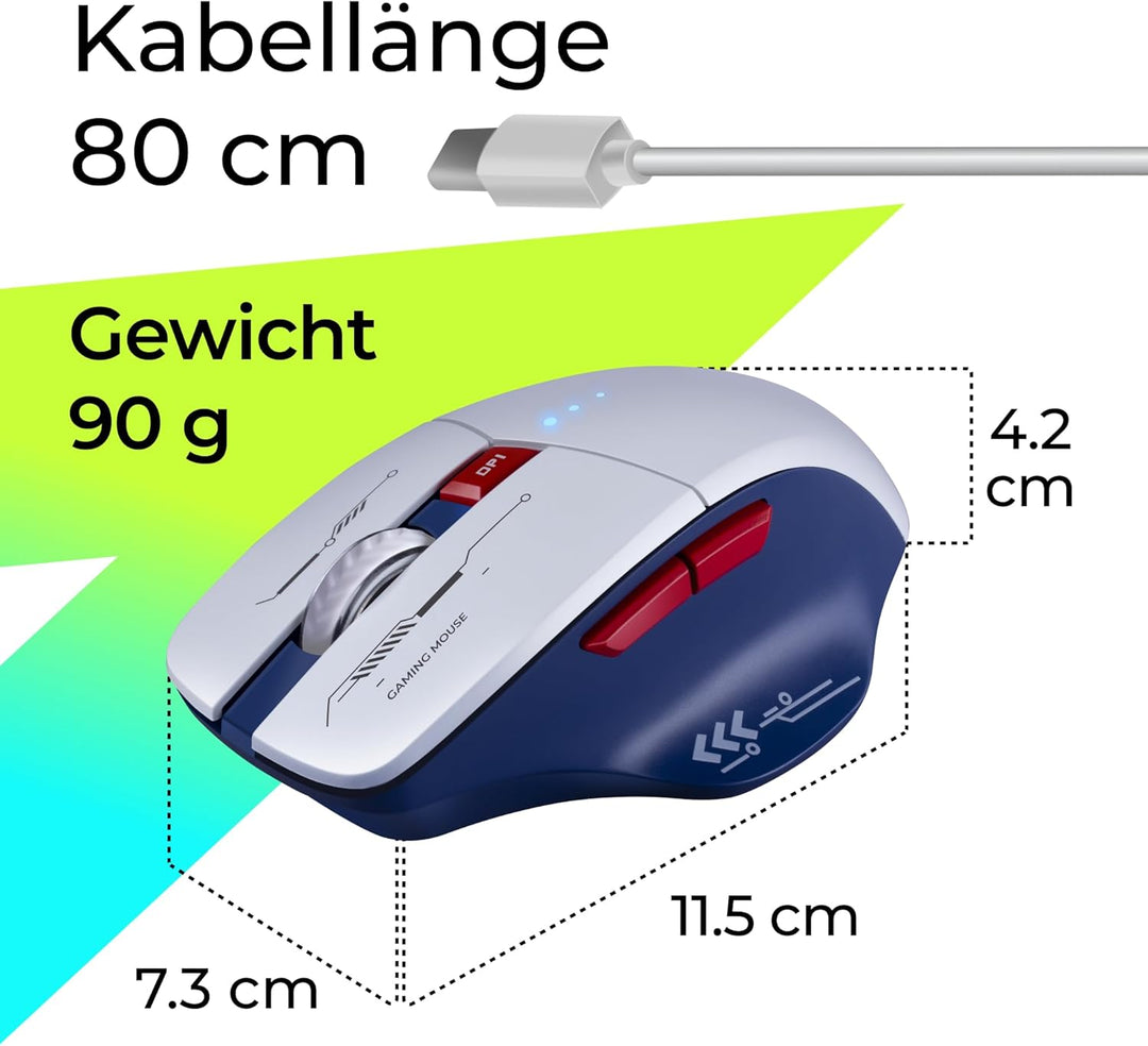 Defender Tisa GM-126 Kabellose Gaming Maus, Bluetooth & 2.4 GHz, 1600 DPI, 400 mAh Akku, leise Taste