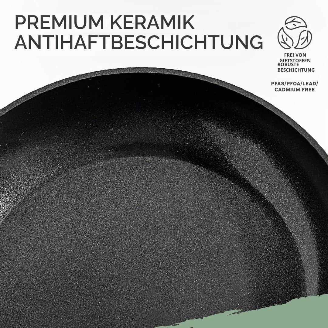Blackmoor Bratpfanne 24 cm mit Bakelit-Griff in Holzoptik/Antihaft-Keramikbeschichtete Bratpfanne, P